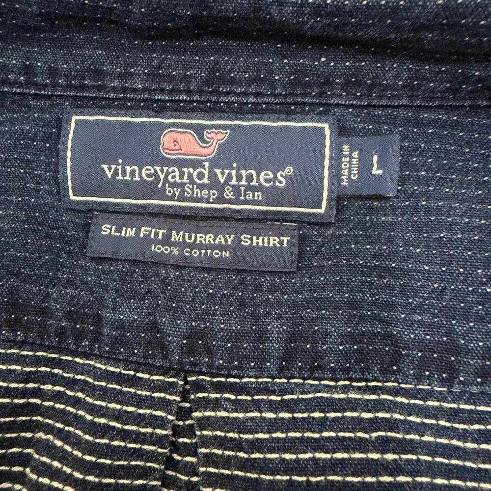 Vineyard Vines Murray Shirt Mens Large Slim Fit Navy Blue Short Sleeve Cotton